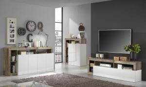 Szafka RTV biała / klon mat / połysk 184 cm Verden