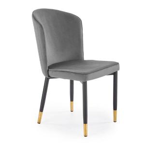 Krzesło tapicerowane K446 tkanina velvet popielata, nóżki czarno-złote