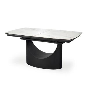 Stół rozkładany Osman 160-220x90x77 cm, biały marmur, czarny