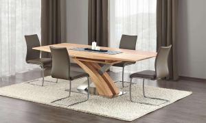 Stół rozkładany dąb złoty / srebrny mat / połysk 160 - 220 x 90 cm Sandor