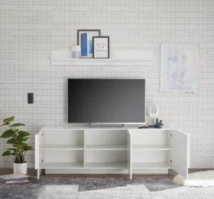 Szafka RTV biała wysoki połysk 182 cm Sorelle