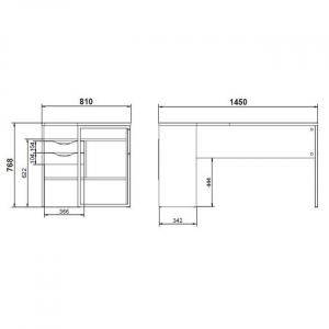 Biurko narożne białe / dąb trufla mat 145 cm Function