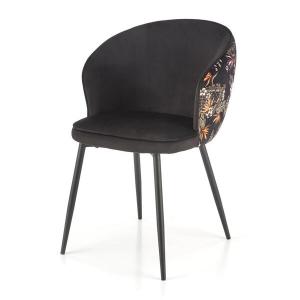 Krzesło tapicerowane K506 tkanina velvet, tył wielobarwny, przód czarny, nóżki czarne