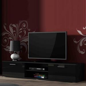 Szafka RTV czarna mat / połysk 180 cm Simple