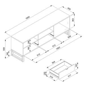 Szafka RTV antracyt / dekor bambus mat 160 cm Sumatra