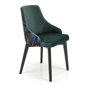 Krzesło tapicerowane Endo tkanina velvet ciemny zielony, nóżki czarne