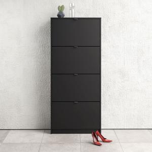 Szafka na buty czterodrzwiowa czarna mat 70 cm Roma