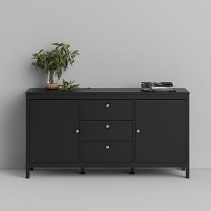 Komoda z szufladami i drzwiami czarna mat 151 cm Madrid