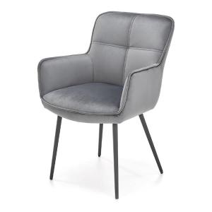 Krzesło tapicerowane K463 tkanina velvet popiel, nóżki czarne