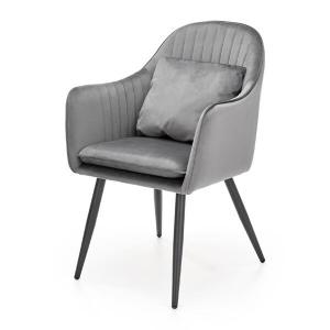 Krzesło tapicerowane K464 tkanina velvet popiel, nóżki czarne