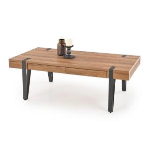 Stolik kawowy z szufladami orzech miodowy / czarny mat 120 x 55 cm Tuluza