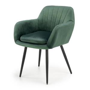 Krzesło tapicerowane K429 tkanina velvet ciemny zielony, nóżki czarne