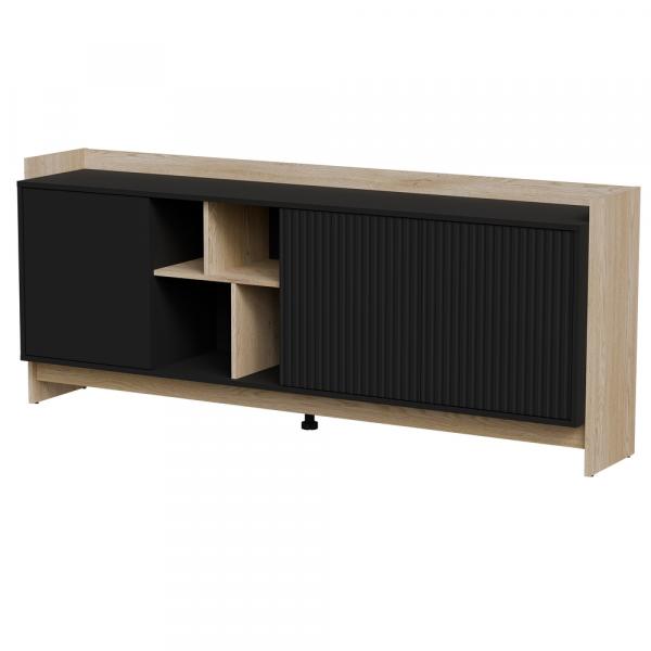 Komoda z drzwiami dąb cremona / czarna mat 190 cm Monolit