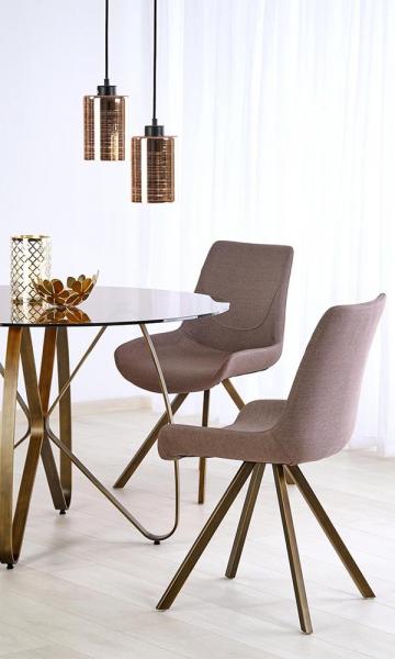 Stół okrągły szklany brązowy / złoto antyczne mat 120 cm Lungo