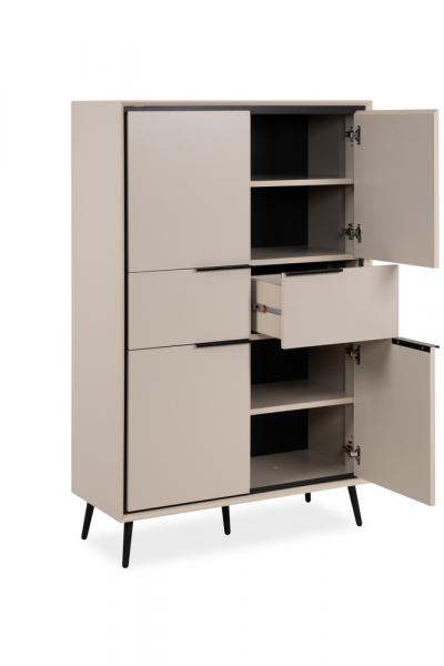 Komoda wysoka z drzwiami i szufladami capuccino mat 90 cm Arona