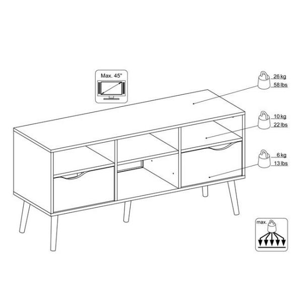 Szafka RTV biała / czarna mat 117 cm Oslo