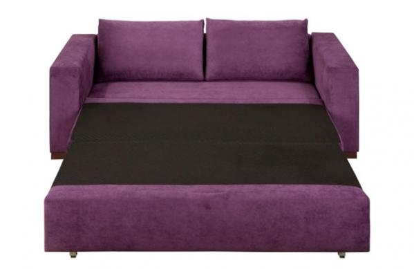 Sofa 2-osobowa z funkcją spania tapicerowana fioletowa Derry