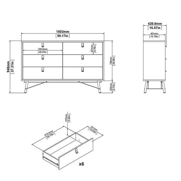 Komoda z szufladami orzech / czarna mat 150 cm Ryan