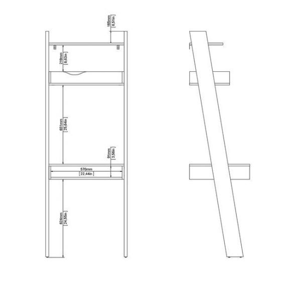 Biurko z półką białe / dąb sonoma mat 65 cm Oslo