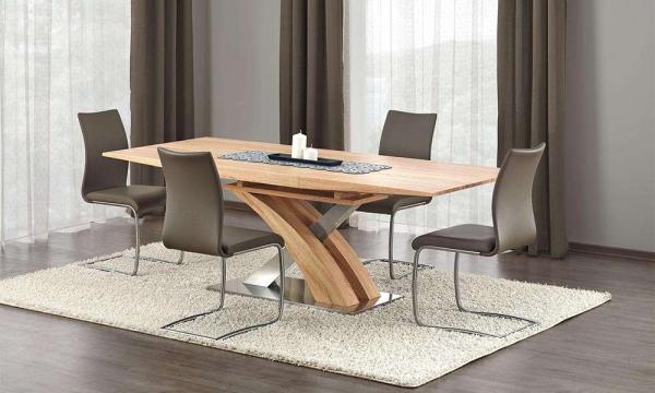 Stół rozkładany dąb złoty / srebrny mat / połysk 160 - 220 x 90 cm Sandor
