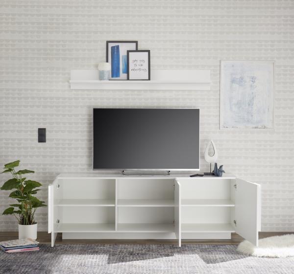Szafka RTV biała wysoki połysk 182 cm Sorelle