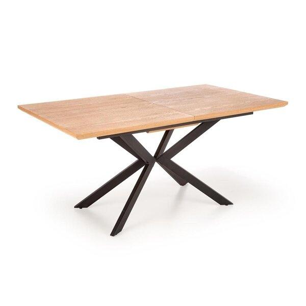 Stół rozkładany dąb naturalny / czarny mat 160 - 200 x 90 cm Legarto