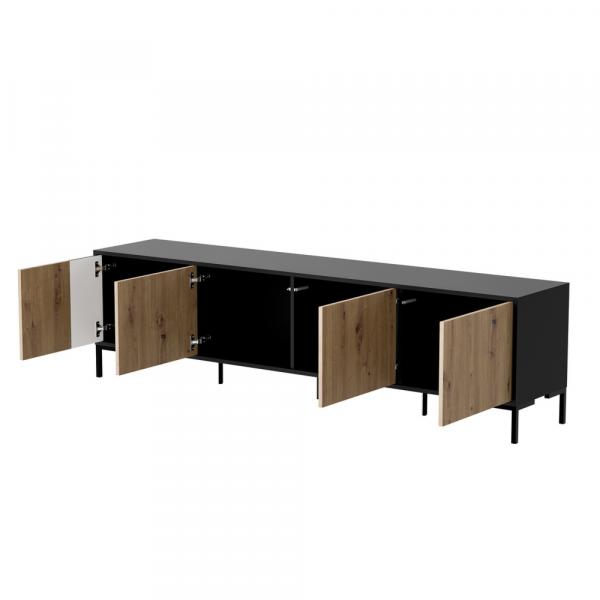 Szafka RTV dąb artisan / czarna mat 200 cm Arden