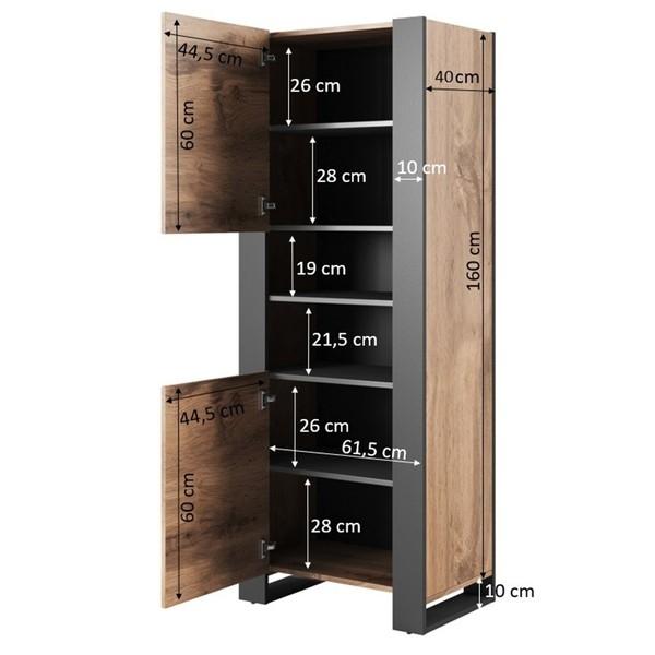 Witryna Forest 170 cm dąb wotan, detale antracyt