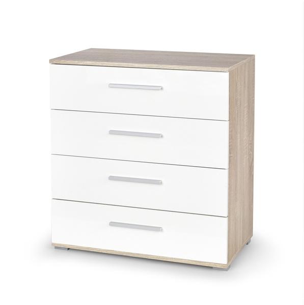 Komoda z szufladami dąb sonoma / biała mat / wysoki połysk 40 cm Lima