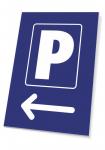 Tabliczka parking, strzałka w lewo