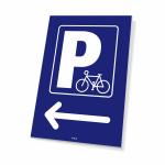 Tabliczka parkingowa: Parking dla rowerów, strzałka w lewo
