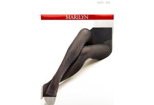 Grace R04 MARILYN szare rajstopy w romby i czerwone kropki