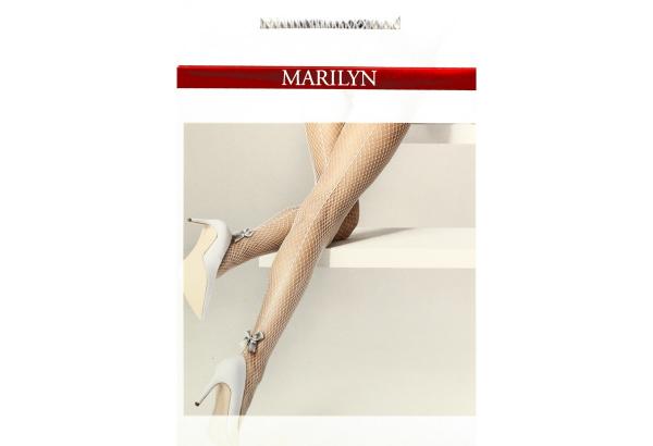 Charly P32 MARILYN szare rajstopy kabaretki z kokardką i szwem