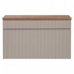 Zestaw Iconic Cashmere szafka pod umywalkę z blatem 80 cm, lamele, szarobeżowa/dąb coast evoke