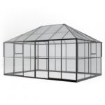 Oranżeria ogrodowa EcoGlass Gazebo Standard z fundamentem 12 m² szkło hartowane 4 mm, poliwęglan 6 mm, aluminium, czarna