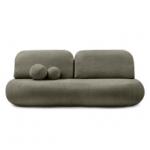 Sofa z funkcją spania i pojemnikiem Dolce, oliwkowozielona, boucle, obłe kształty