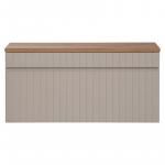 Zestaw Iconic Cashmere szafka pod umywalkę z blatem 100 cm, lamele, szarobeżowa/dąb coast evoke