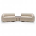 Sofa modułowa Nobo, puf z blatem, zaokrąglona, Orzech Warmia