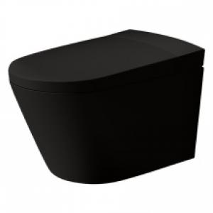 Czarny komplet WC - Inteligentna toaleta myjąca AIshi + stelaż + czarny przycisk + pilot zdalnego sterowania, ceramiczna