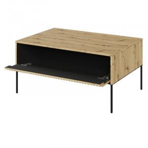 Stolik kawowy Trend, dąb artisan/czarny, ryflowany front