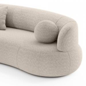 Sofa do salonu Elba beżowa, boucle, zaokrąglony kształt