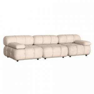 Sofa modułowa Fluf Big 3-częściowa, jasnobeżowa, welurowa