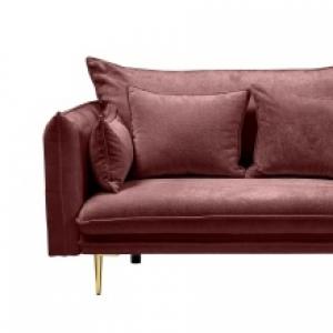 Sofa do salonu Glam bordowa/złote nóżki