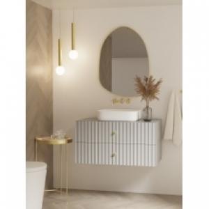 Szafka pod umywalkę nablatową Lore 80 cm, frezowany front, szara