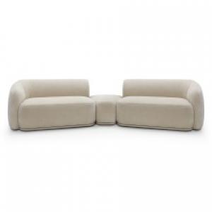 Sofa modułowa z pufem Nobo, obłe kształty