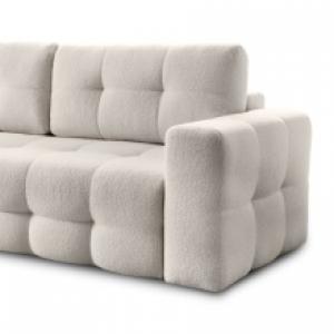 Sofa rozkładana Lopez z pojemnikiem, beżowa, boucle