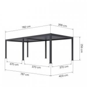 Wolnostojąca pergola ogrodowa Lumera z aluminium, 4x8 m, bioklimatyczna, oświetlenie LED, elektryczna, antracytowa