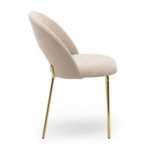 Krzesło tapicerowane Eva do jadalni jasnobeżowe/złote nóżki