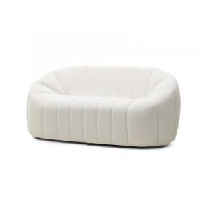 Sofa do salonu Caballo 3-osobowa, jasnobeżowa, obłe kształty