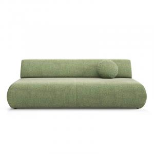 Sofa z funkcją spania i pojemnikiem Puente, zielona, obłe kształty
